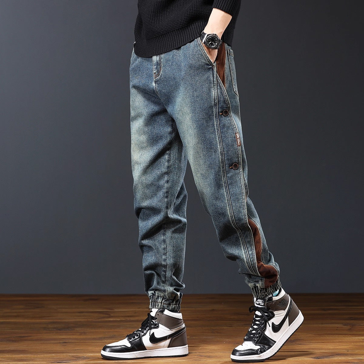 American Stitching Harlan Loose All-matching Casual Trendy Ankle Banded Pants