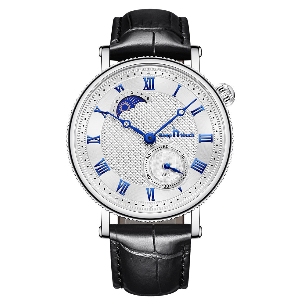 Sun Moon Star Waterproof Watch Two-pin Half Men's Watch