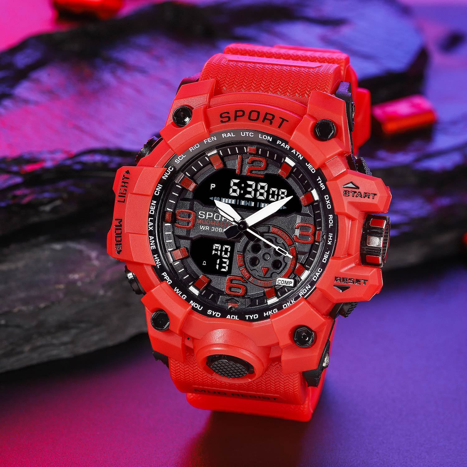 Foreign Trade Watch Black Technology Junior High School Student Trendy Sports Luminous Boys Cross-border Electronic Watch
