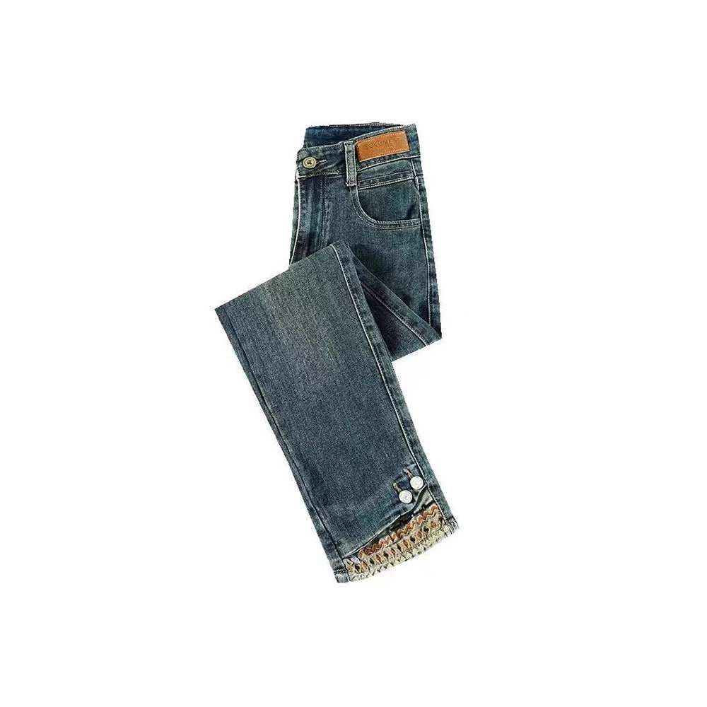 Retro Narrow Style Smoke Tube Jeans