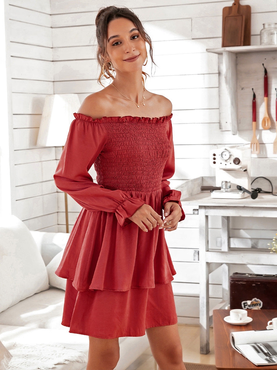 Cross border Amazon eBay hot sale quick sell wish European and American women"s autumn shoulder sexy dress