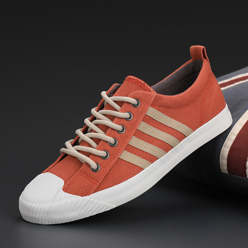 Spring Men Vulcanized Shoes Casual Canvas Sneaker Non-slip Rubber Outsole Flats Quality Elastic Zapatos de hombre 5 colors 38-44