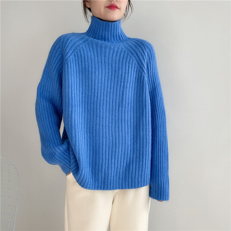 Half Turtleneck Sweater Women Loose Padded Sweater
