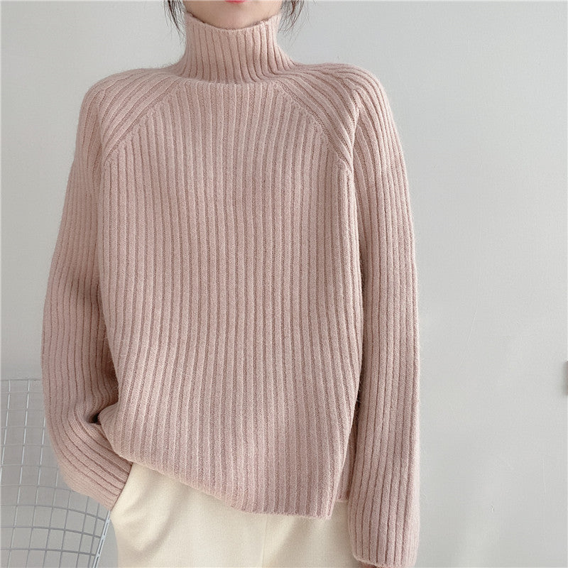 Half Turtleneck Sweater Women Loose Padded Sweater