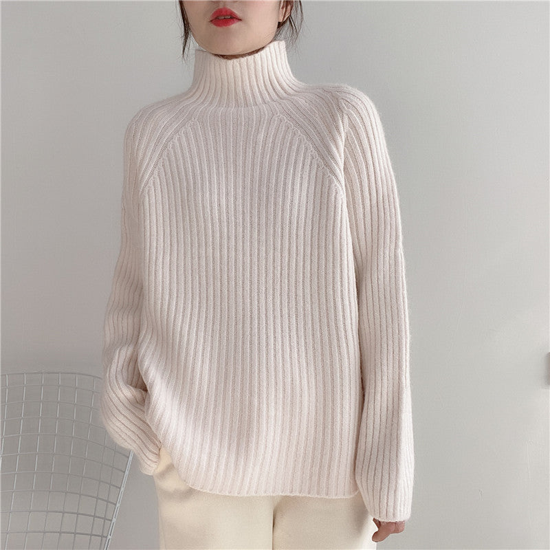 Half Turtleneck Sweater Women Loose Padded Sweater
