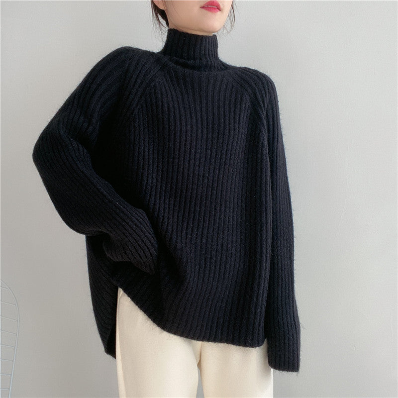 Half Turtleneck Sweater Women Loose Padded Sweater