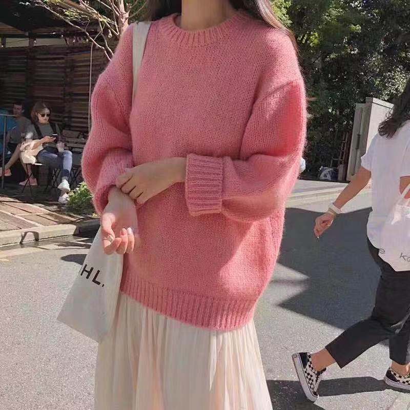 Candy Color Loose Sweater Women