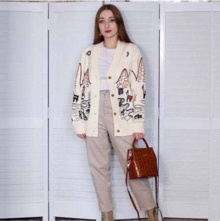 Single-breasted Sweater Cardigan Jacket Women