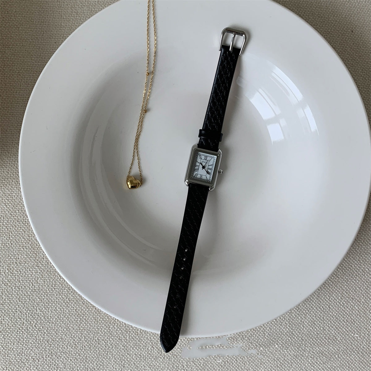 Simple Roman Rectangular Leather Watch Women
