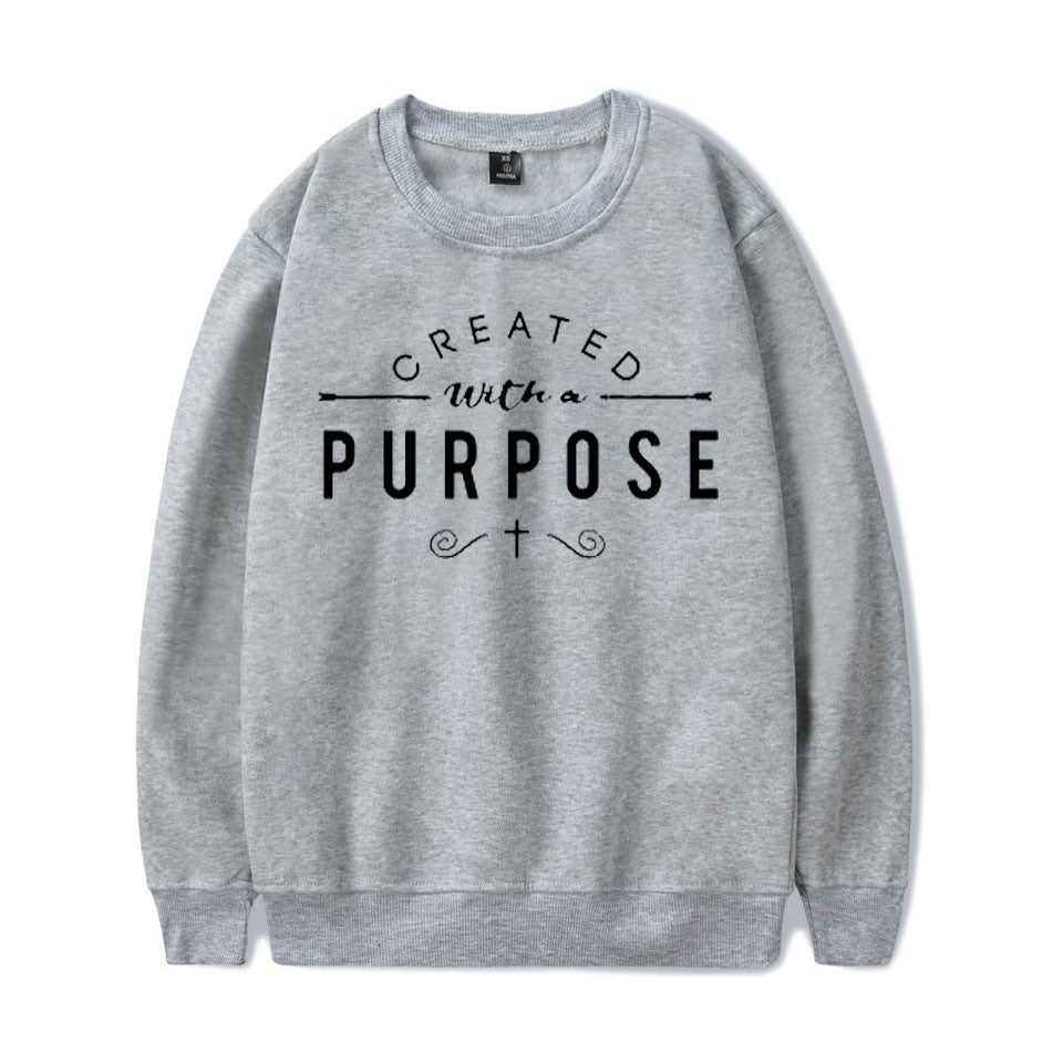 Letter print fleece sweater women