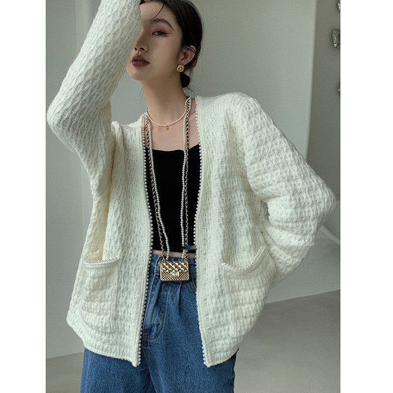 Pearl Decorated Cardigan Sweater Women