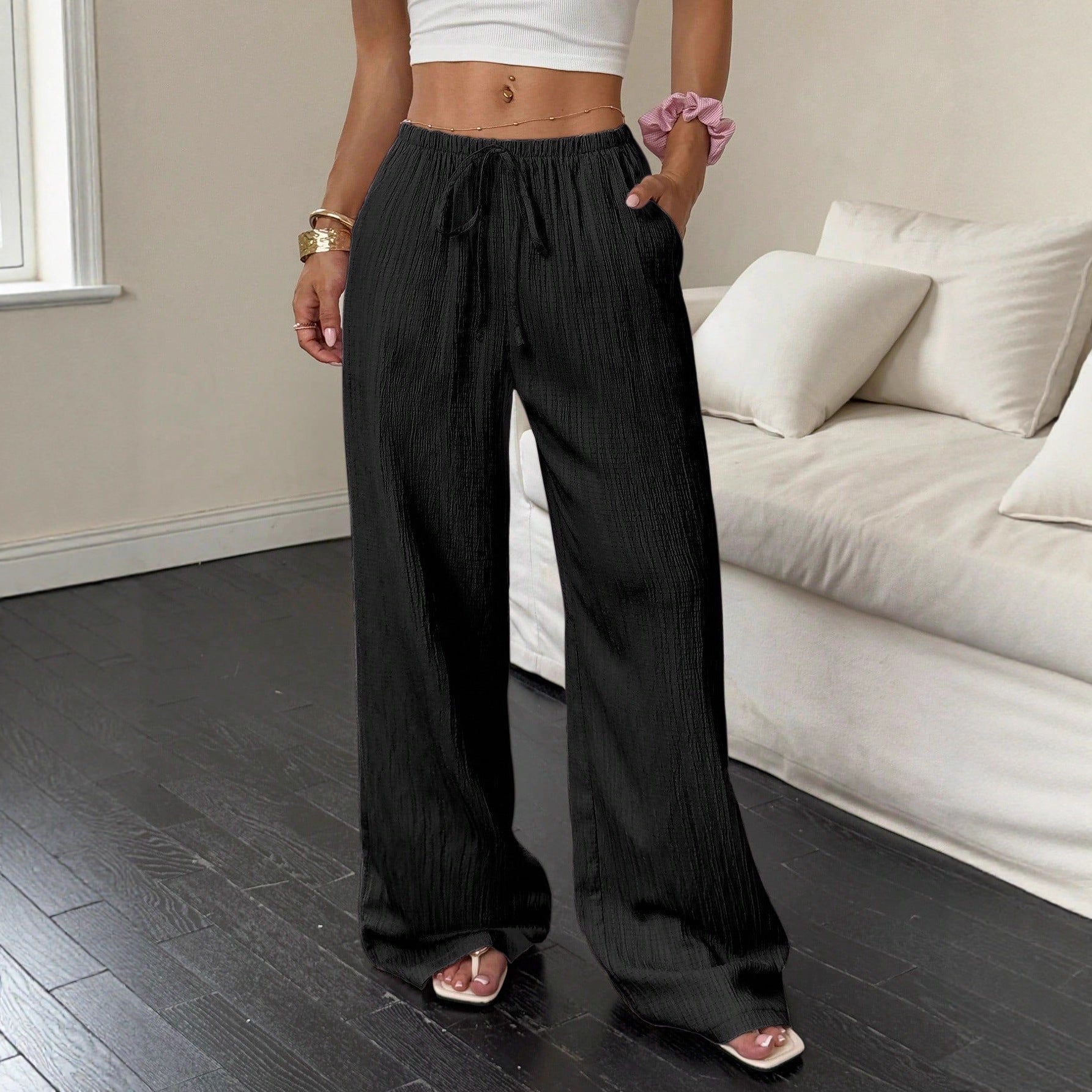 All-matching Lace-up Waist Trimming Fashion Casual Women's Trousers