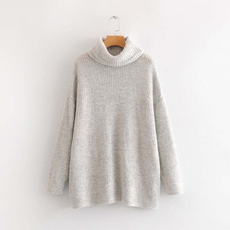 Turtleneck sweater women European style loose knit sweater