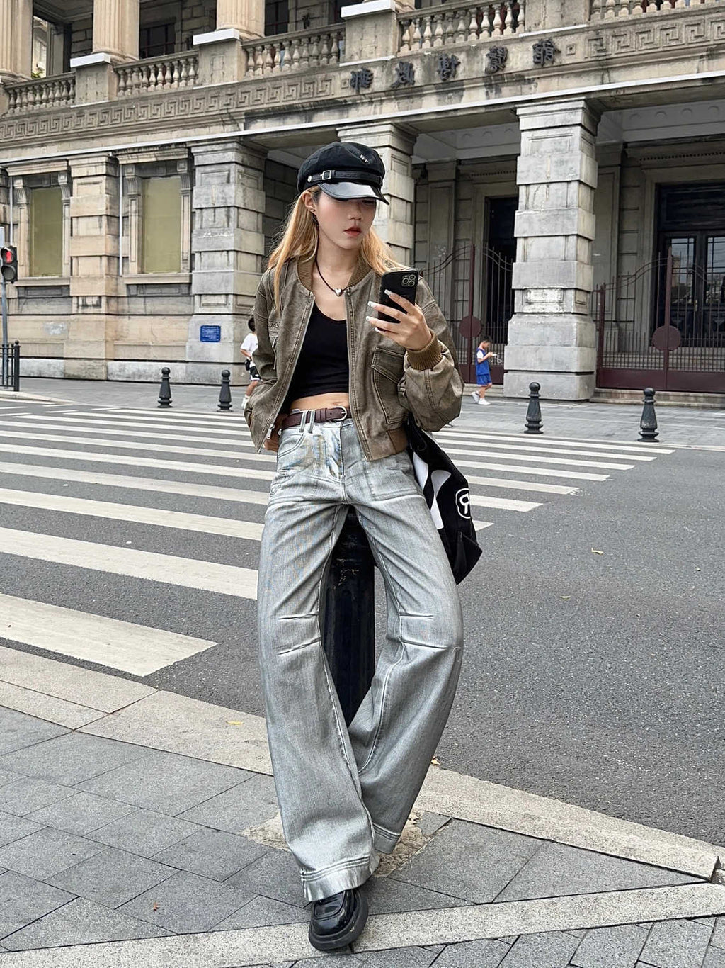 American Retro Rubbing Color To Make Old Straight Jeans