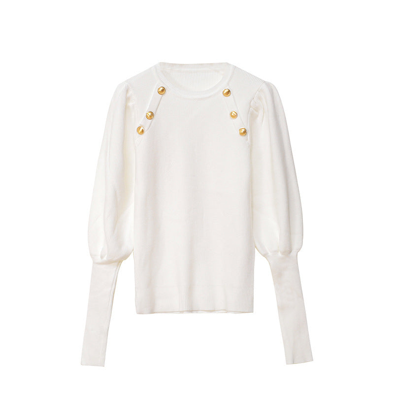 Sweater Women Chic Button Up Black Sweater Pullover