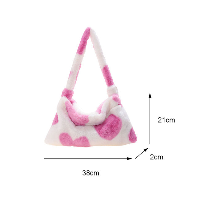 Portable Plush Handbag For Women