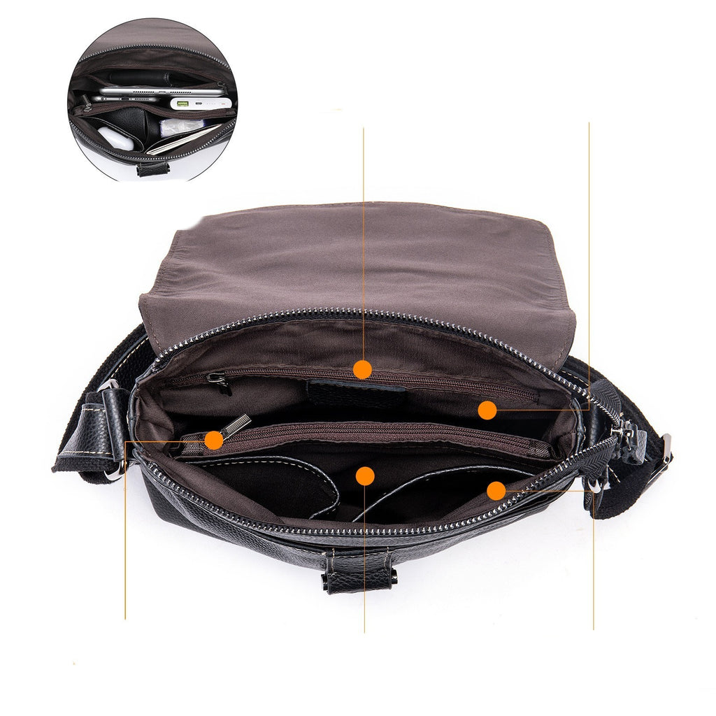 Large Capacity Cowhide Shoulder Bag For Men