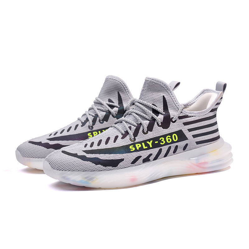 Reflective flying woven rubber sole outdoor casual shoes