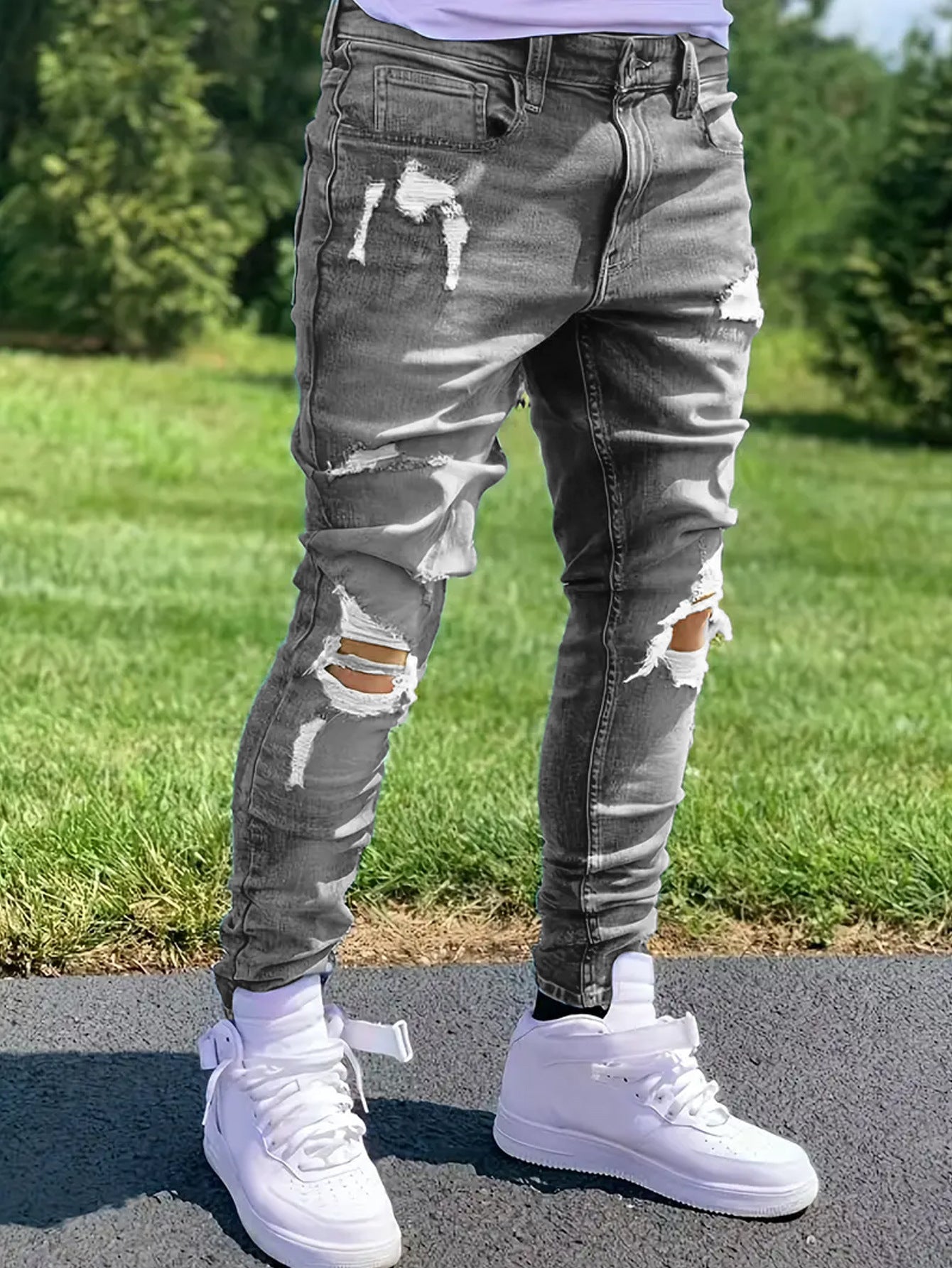Men's Ripped Fashion Personality Street Trend Style Jeans