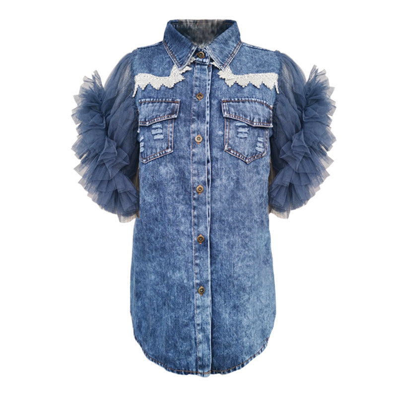 Frayed denim jacket women