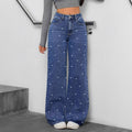 Women's Washed High Waist Straight-leg Denim Trousers