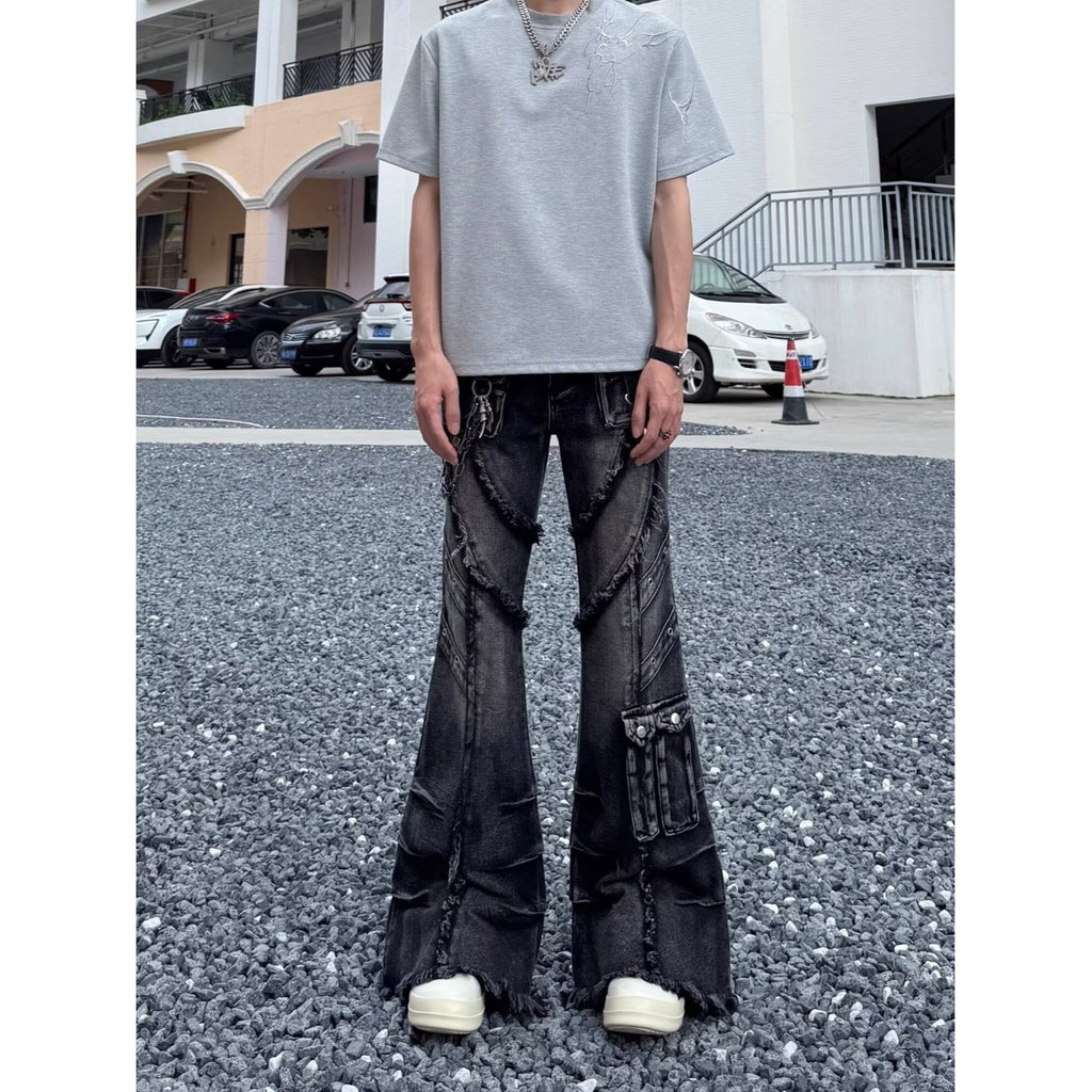 High Street Fan Color Jeans Women's Multi-pocket