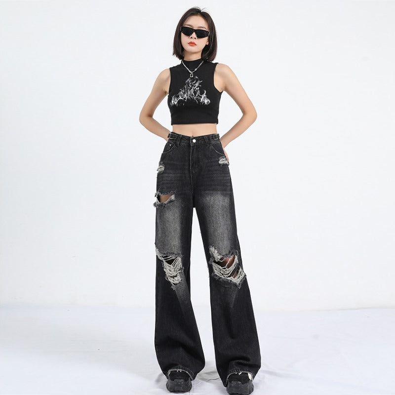 Summer Straight Loose Mop Wide Leg Pants