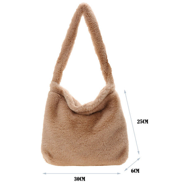 Portable Plush Handbag For Women
