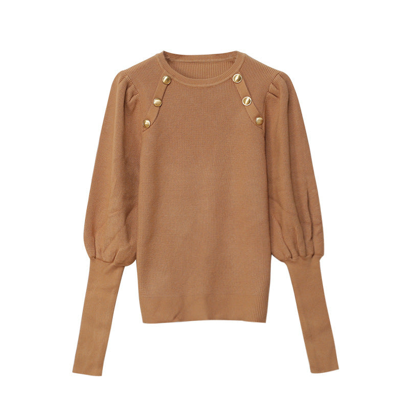 Sweater Women Chic Button Up Black Sweater Pullover