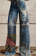 Daily High Rise Pattern Pocket Wide Leg Pants
