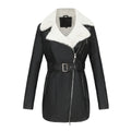 Long Sleeve Fleece Leather Jacket Women