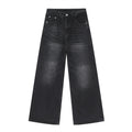 Retro Washed Pattern Simple Straight Casual Jeans