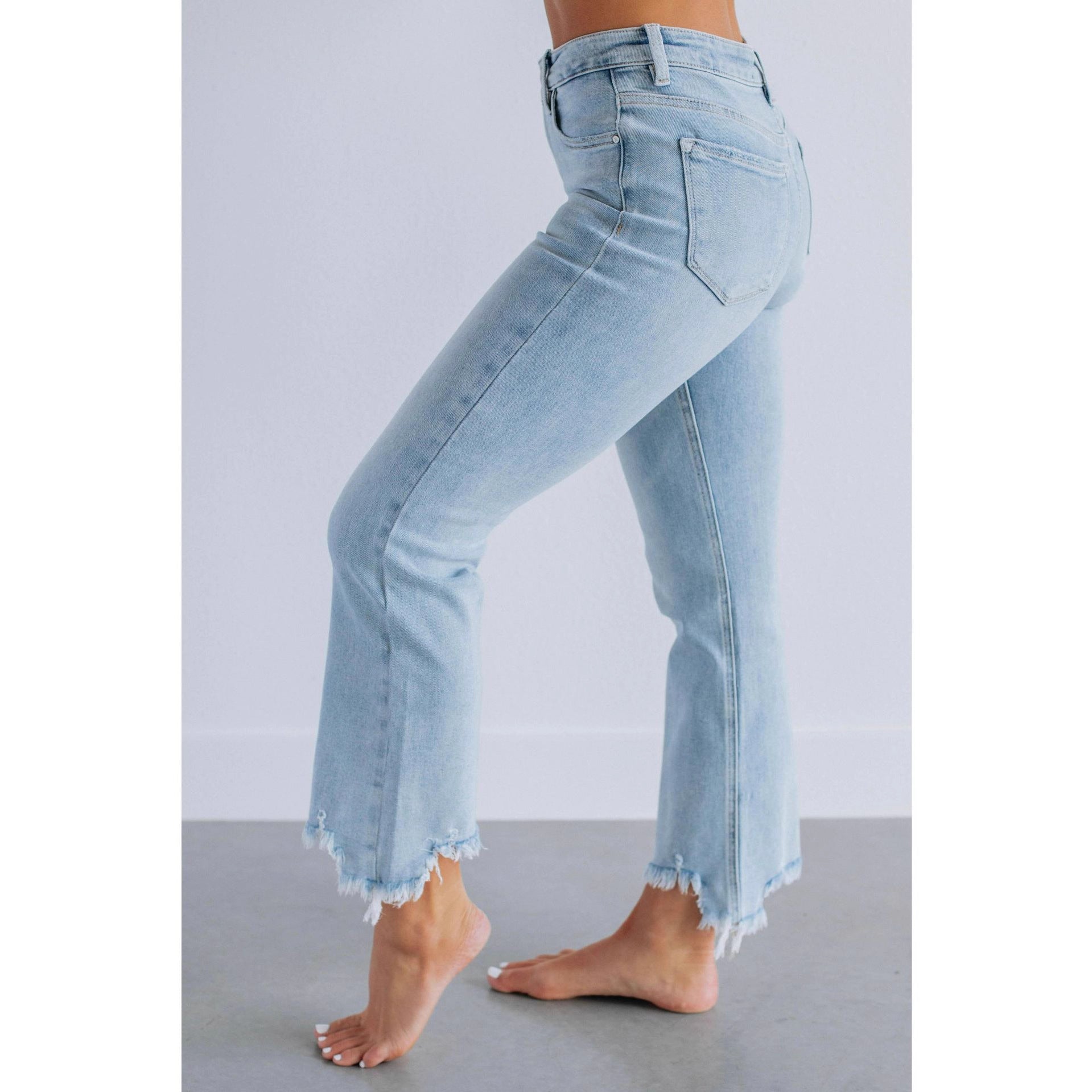 Solid Color Casual Women's Denim Pants Hand-worn