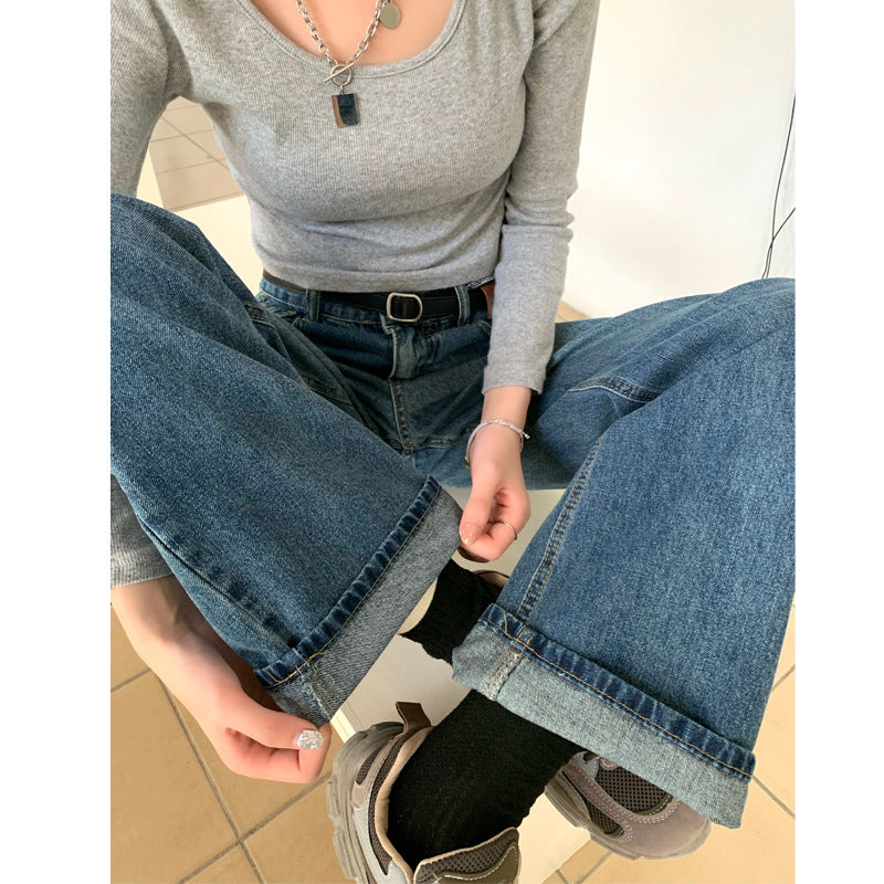 High Quality Popular Retro Straight Jeans For Women