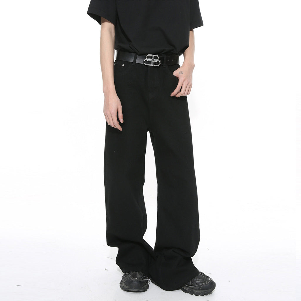 Retro Washed Pattern Simple Straight Casual Jeans