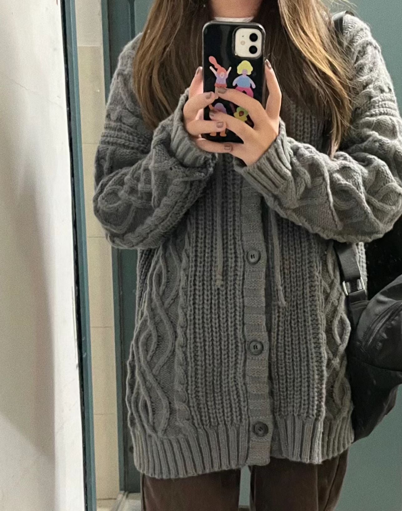 Gray Hooded Sweater Coat Women