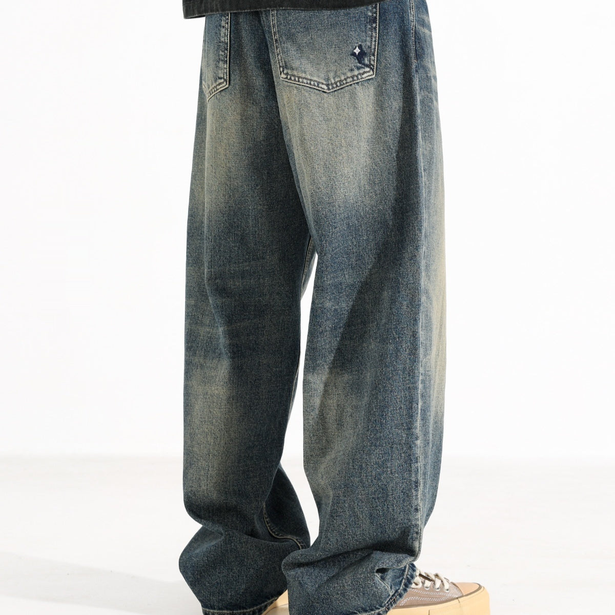 American Retro Hanging Loose Wide Leg Jeans For Men