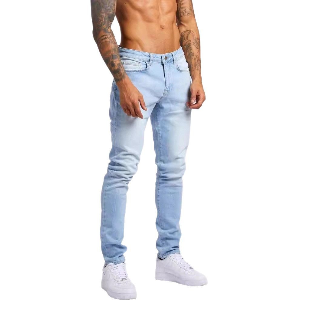 Slim-fitting Mid-waist Denim Micro-elastic Skinny Pants Men