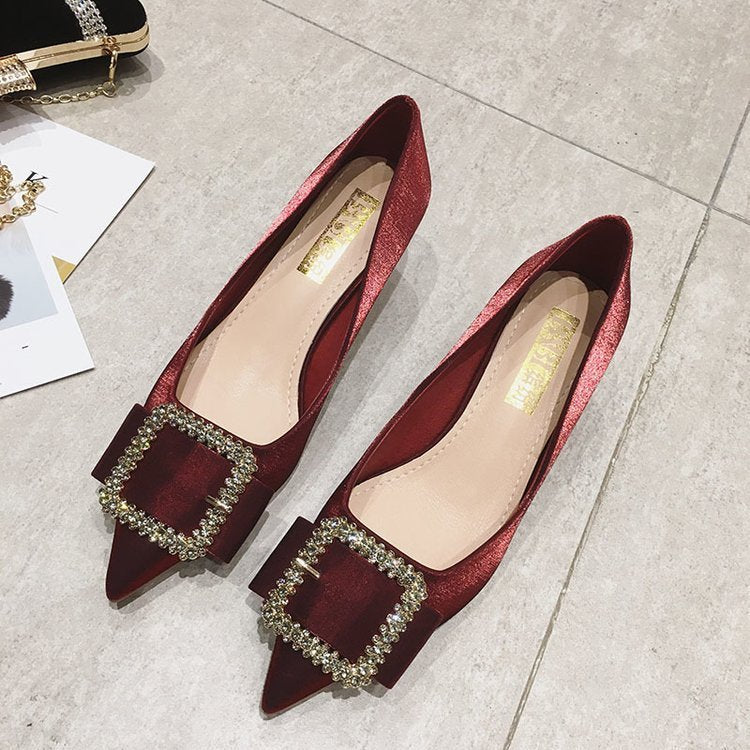 Satin Girly Stiletto Pointed High Heels