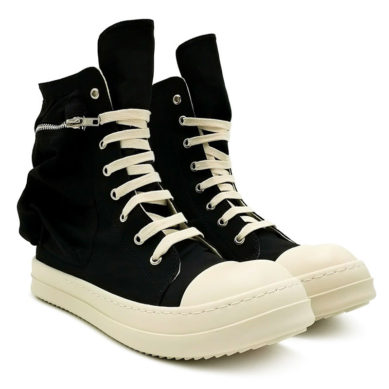 Canvas Shoes High Top Black Heel Rubber Patch