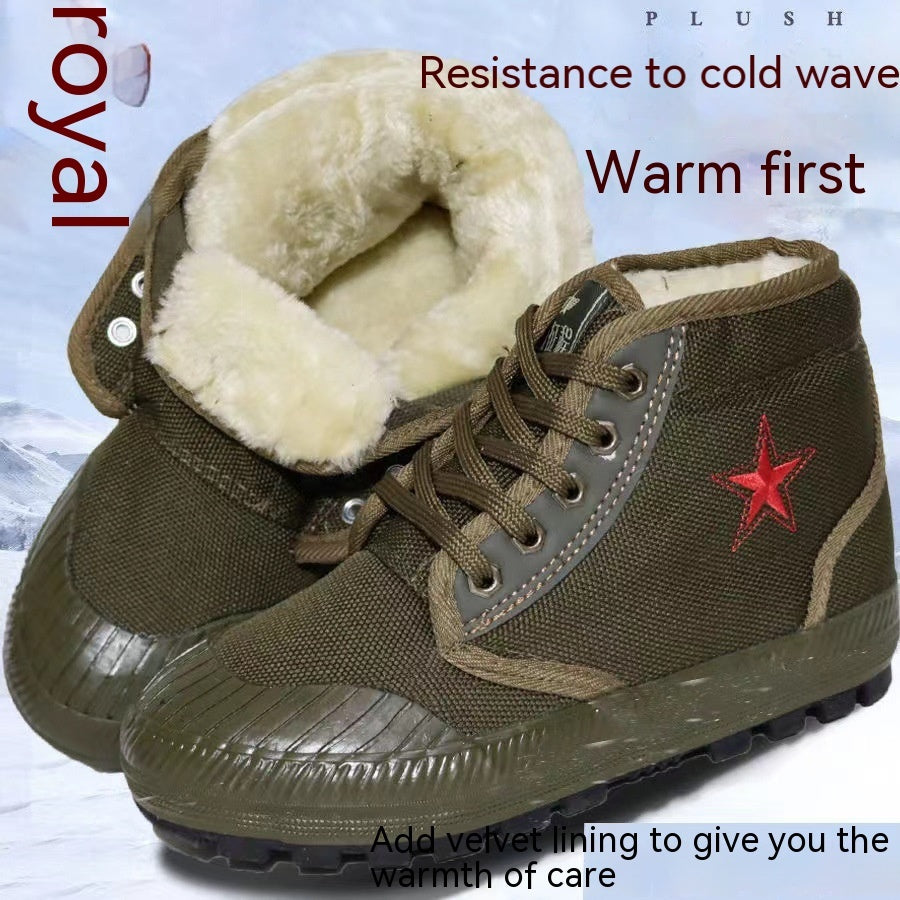 Non-slip Labor Protection Rubber Shoes Fleece-lined