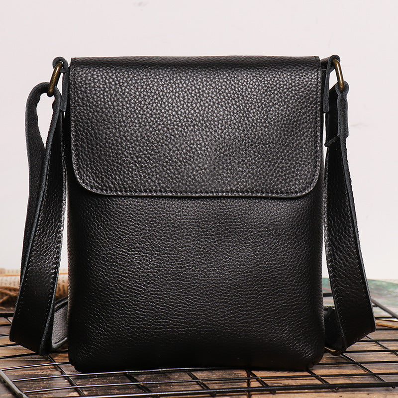 Fashion Simple Messenger Bag Genuine Leather Men